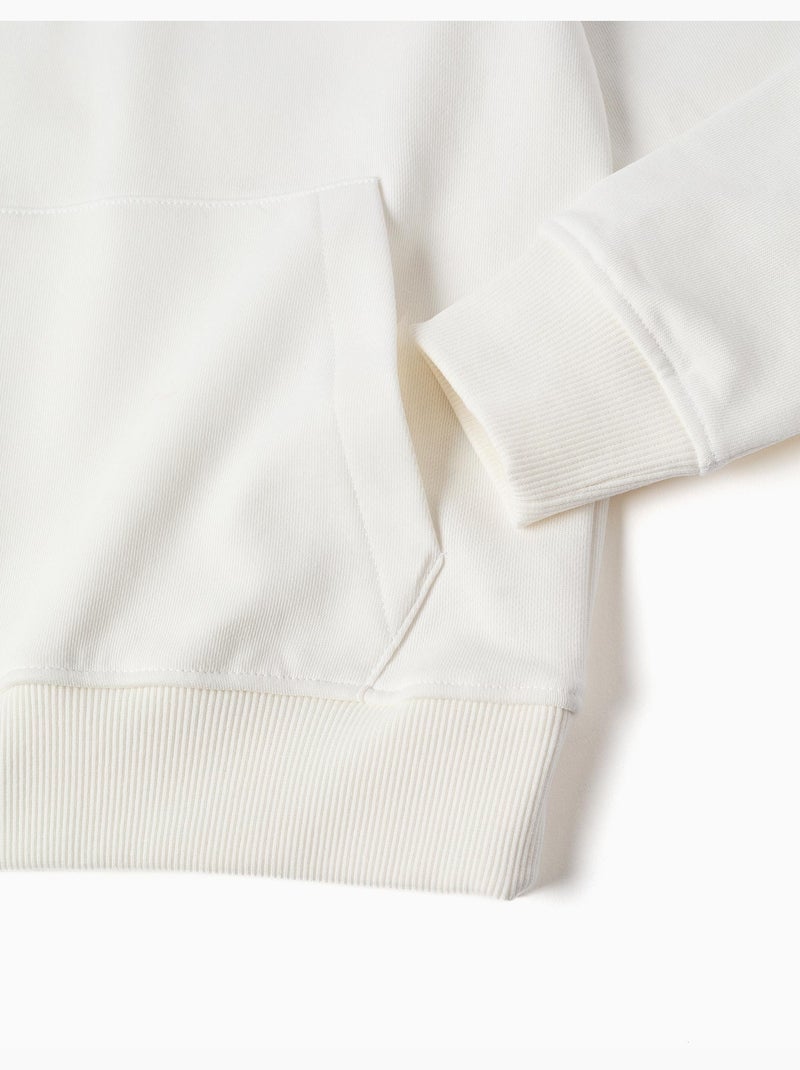 Sweat à capuche avec imprimé en relief ZY Blanc - Kiabi