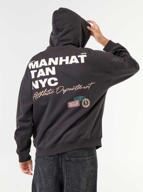 Sweat à capuche avec inscription recto verso - Kiabi