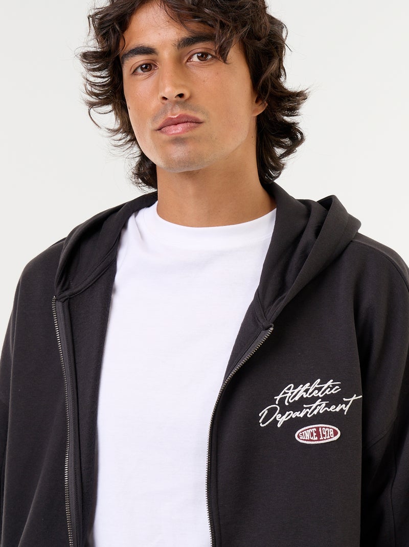 Sweat à capuche avec inscription recto verso Noir - Kiabi