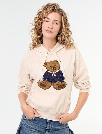 Sweat à capuche avec ours brodé