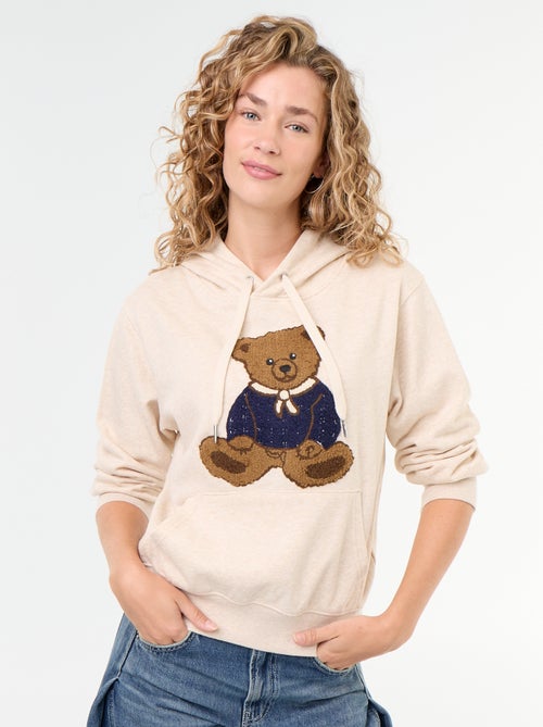 Sweat à capuche avec ours brodé - Kiabi