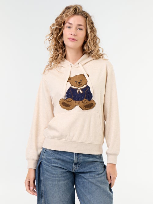 Sweat à capuche avec ours brodé - Kiabi