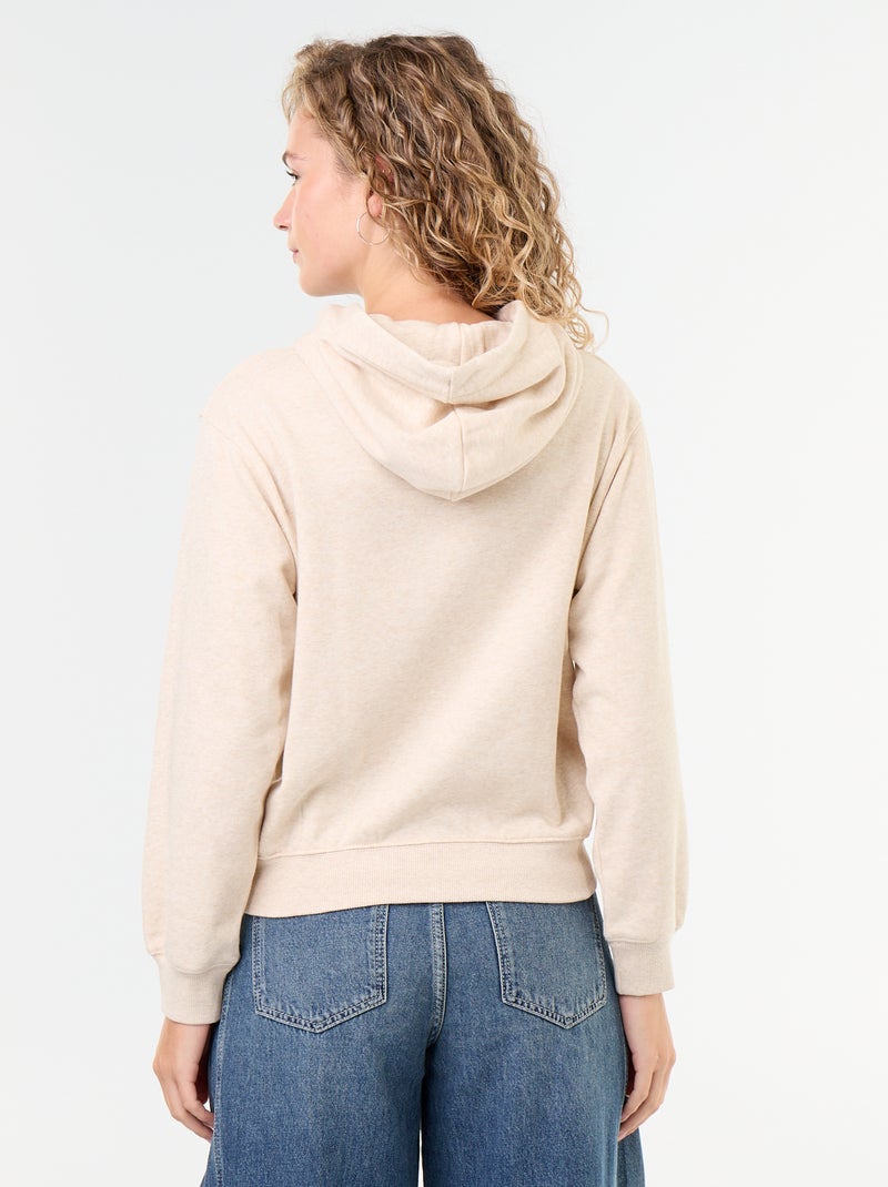 Sweat à capuche avec ours brodé Beige - Kiabi