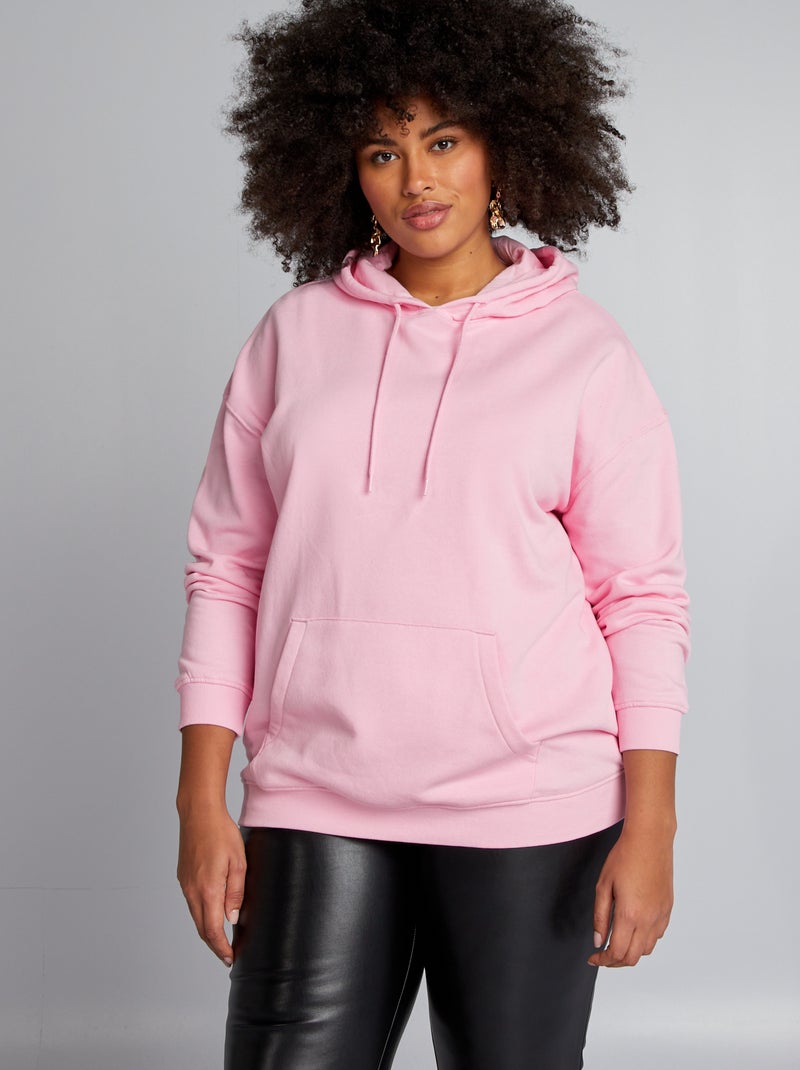 Sweat à capuche avec poche kangourou Rose - Kiabi