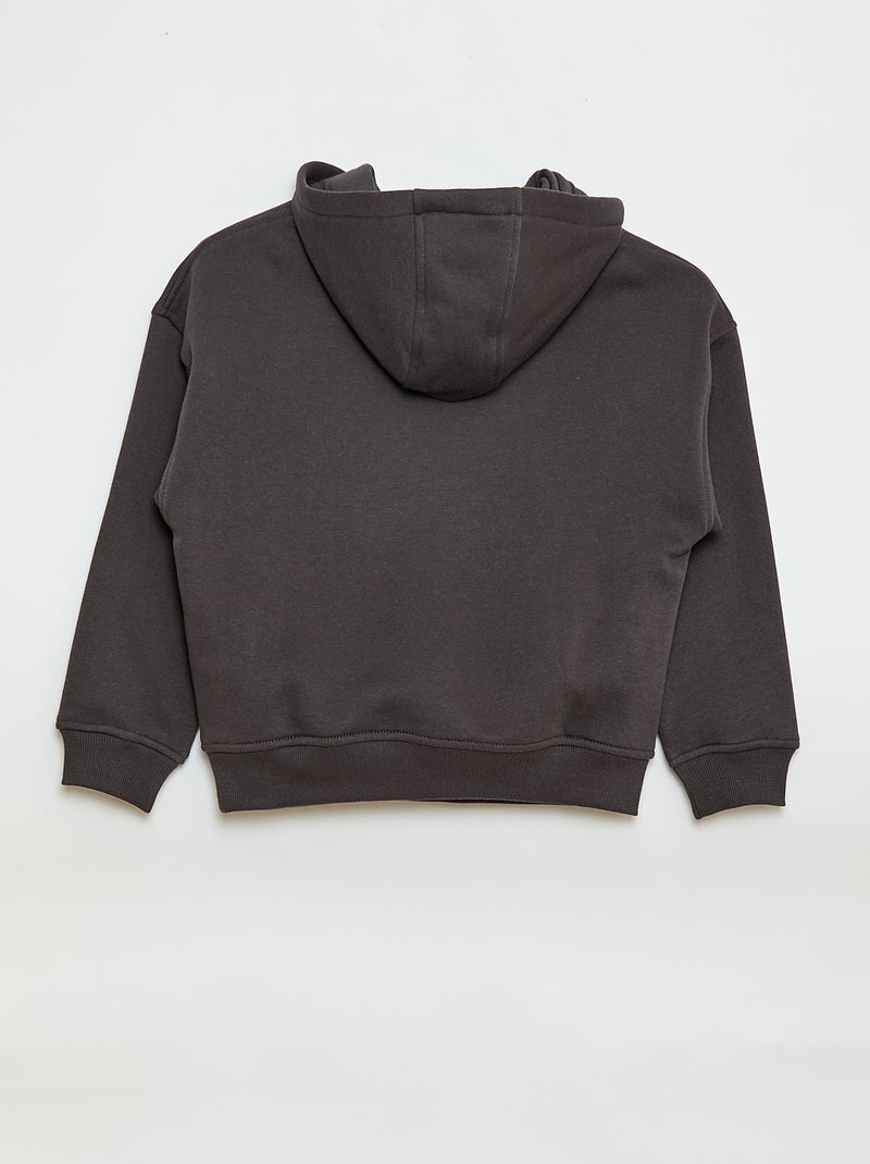Sweat à capuche avec un imprimé en relief Gris - Kiabi