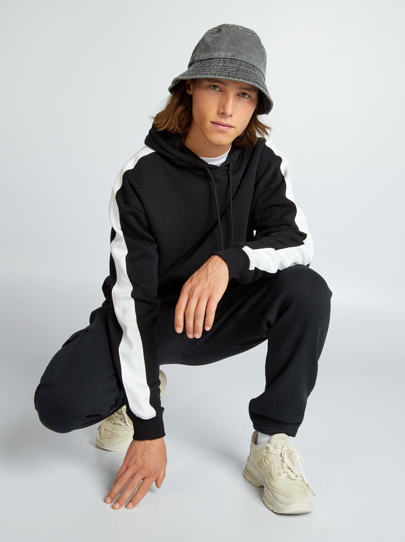 Sweat à capuche bicolore noir - Kiabi