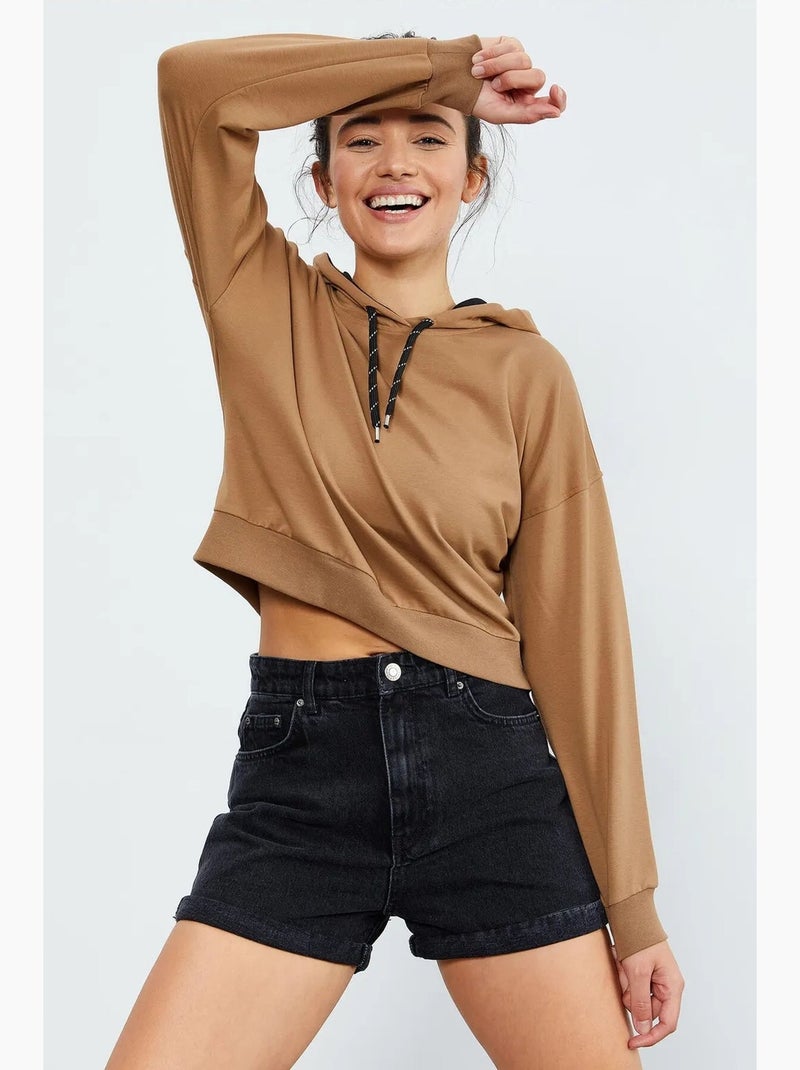 Sweat à capuche coupe décontractée avec lien tommy Camel - Kiabi