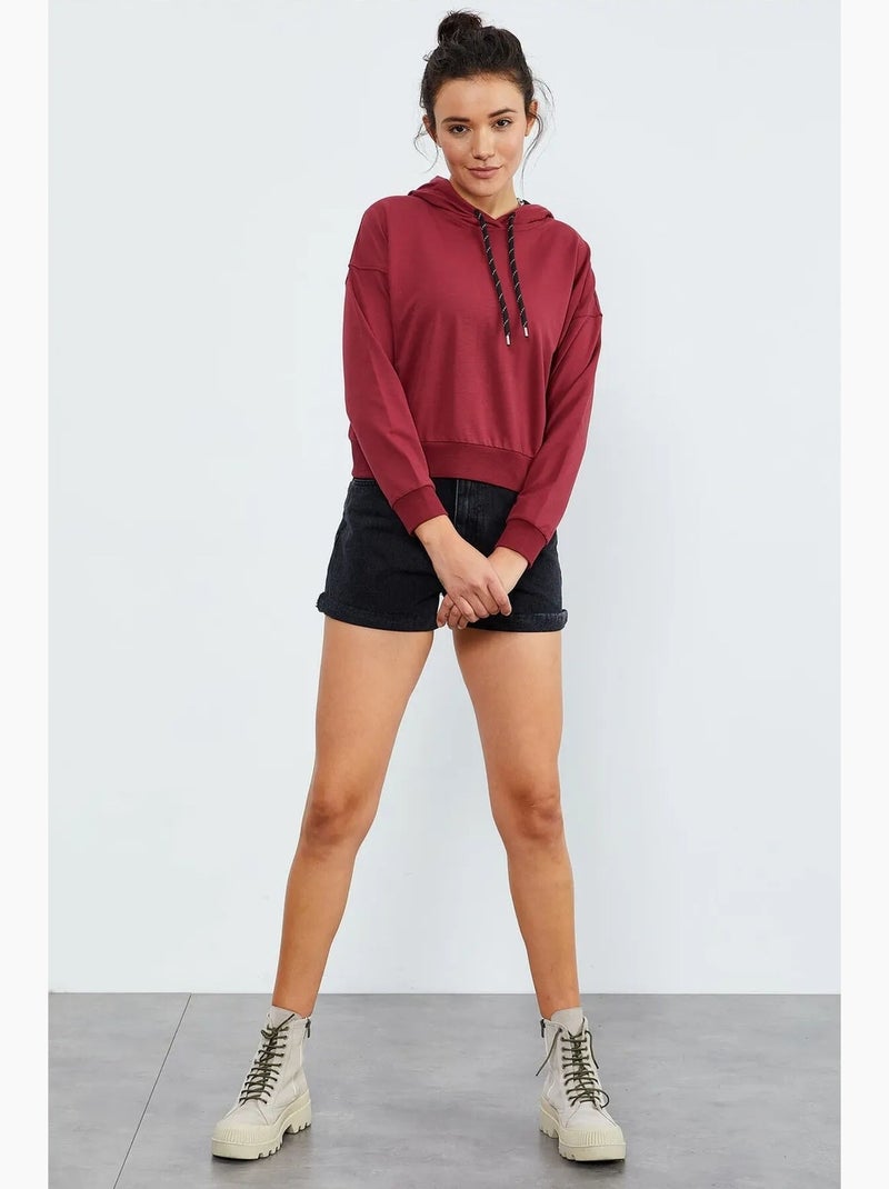 Sweat à capuche coupe décontractée avec lien tommy Rouge bordeaux - Kiabi