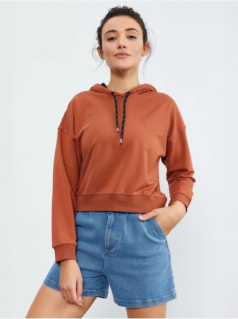 Sweat à capuche coupe décontractée avec lien tommy Terracotta - Kiabi