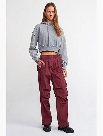 Sweat à capuche court oversize femme dilvin