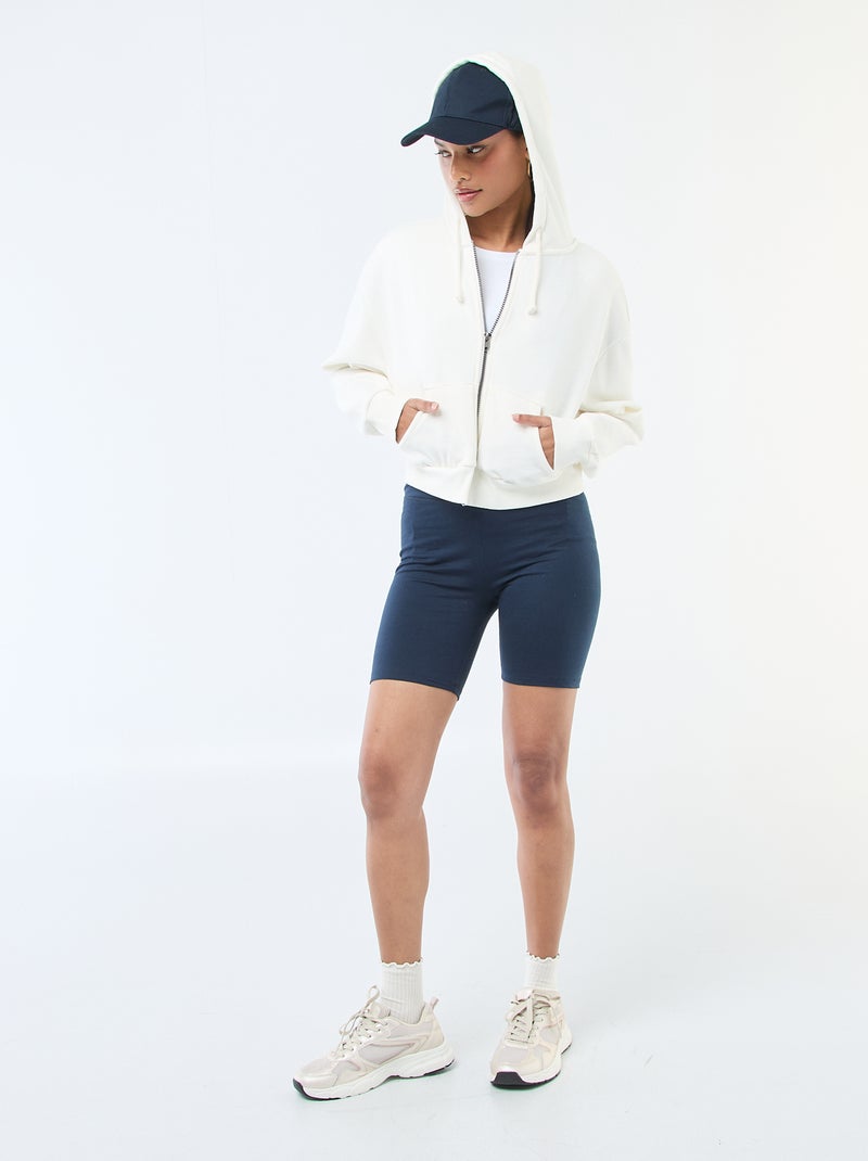 Sweat à capuche crop top Blanc - Kiabi