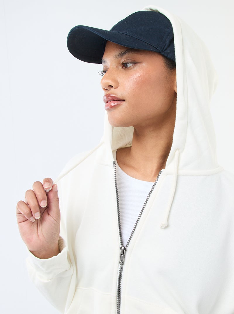 Sweat à capuche crop top Blanc - Kiabi