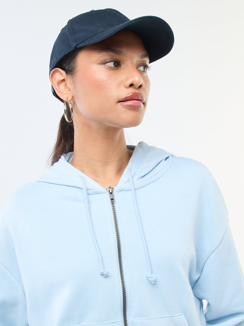 Sweat à capuche crop top Bleu - Kiabi