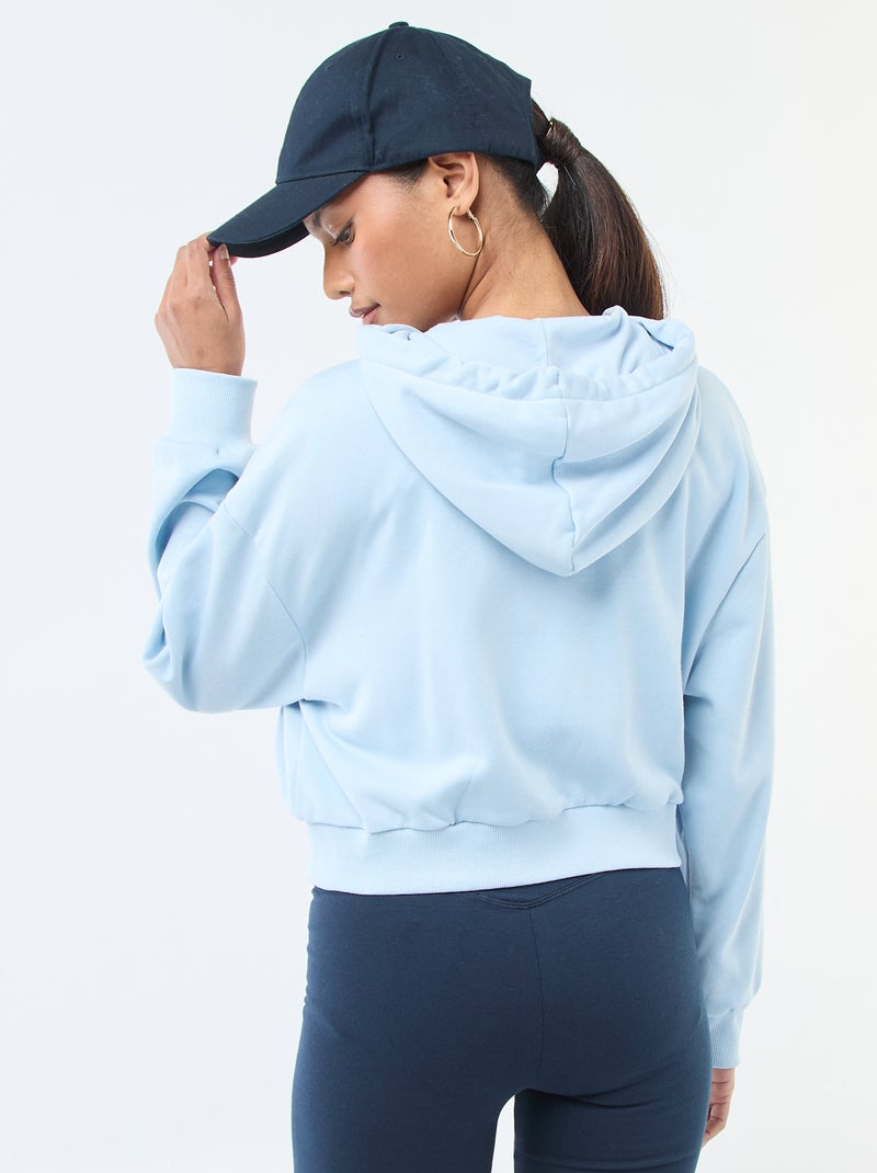 Sweat à capuche crop top Bleu - Kiabi