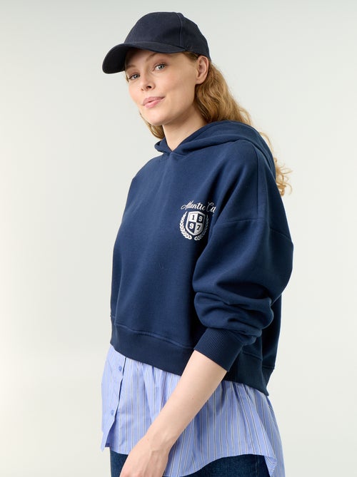 Sweat à capuche effet 2 en 1 base chemise - Kiabi