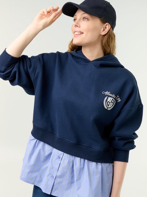 Sweat à capuche effet 2 en 1 base chemise - Kiabi