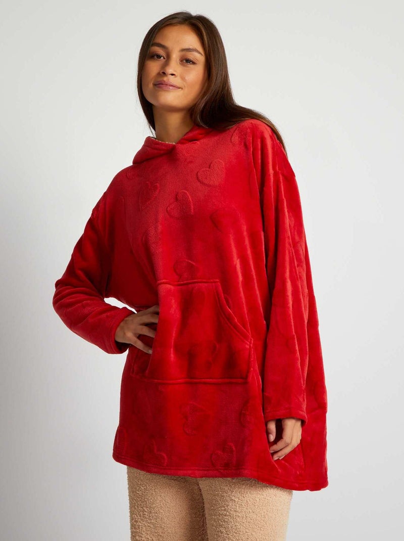 Sweat à capuche effet moutonné Rouge - Kiabi