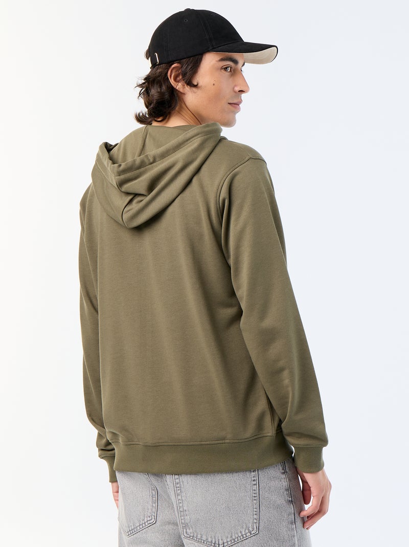 Sweat à capuche en French Terry Kaki - Kiabi
