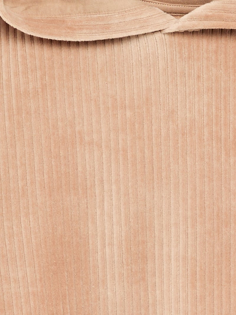 Sweat à capuche en maille côtelée Beige - Kiabi