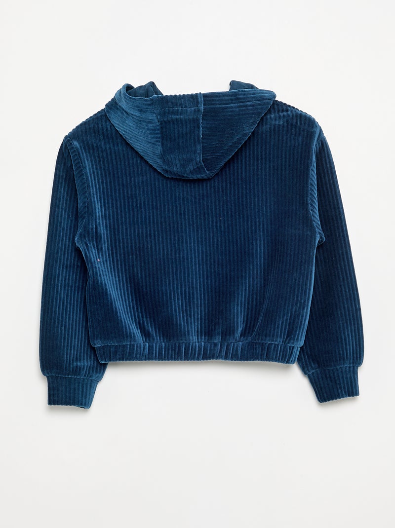 Sweat à capuche en maille côtelée Bleu - Kiabi