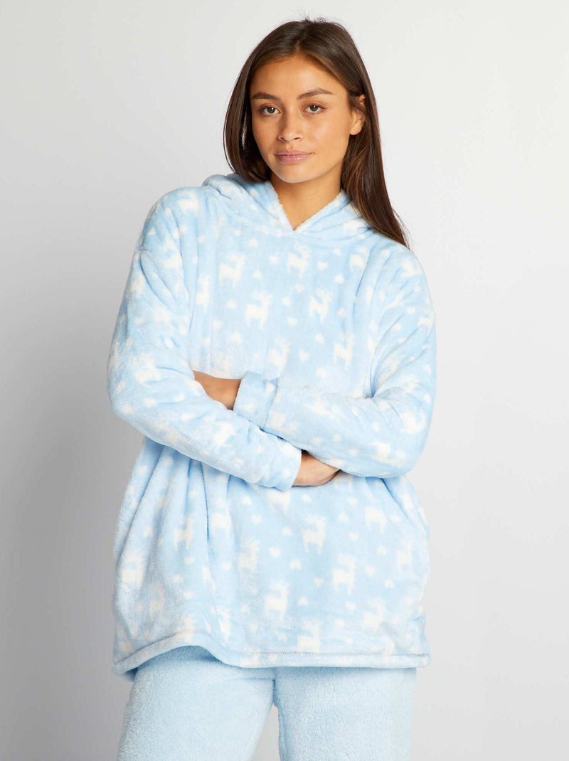 Sweat à capuche en maille peluche Bleu - Kiabi