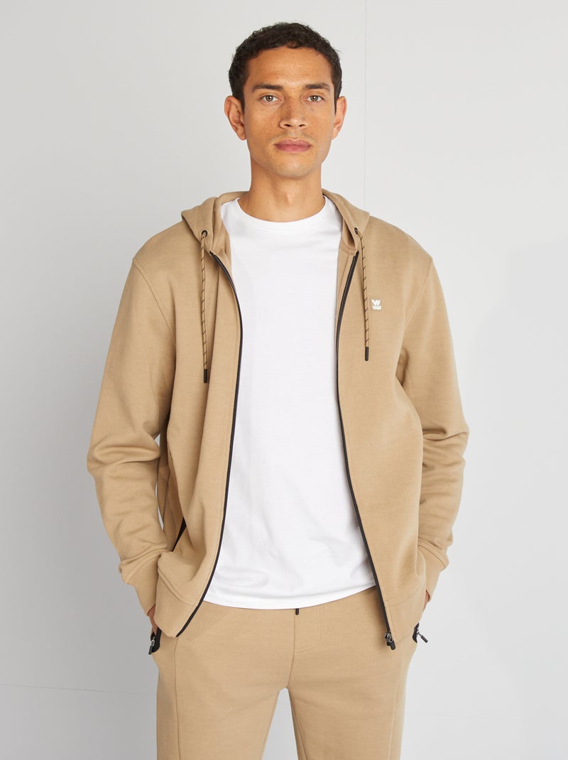 Sweat à capuche en maille piquée Beige - Kiabi