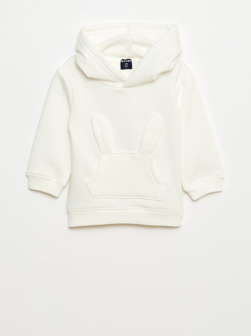 Sweat à capuche en molleton animé lapin Blanc - Kiabi