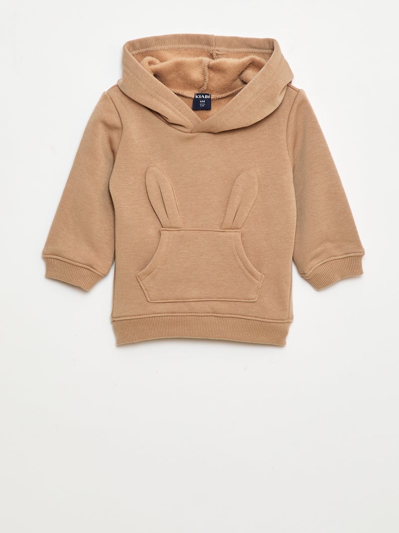 Sweat à capuche en molleton animé lapin Marron - Kiabi