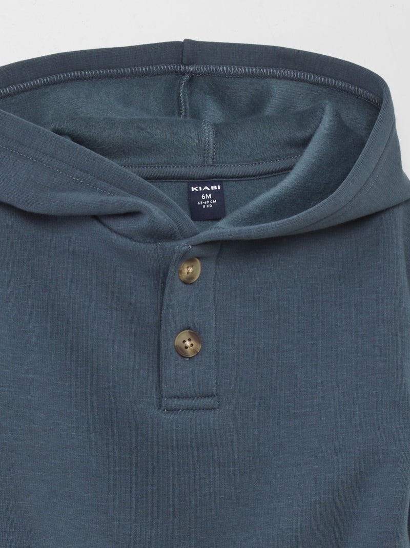 Sweat à capuche en molleton bleu - Kiabi