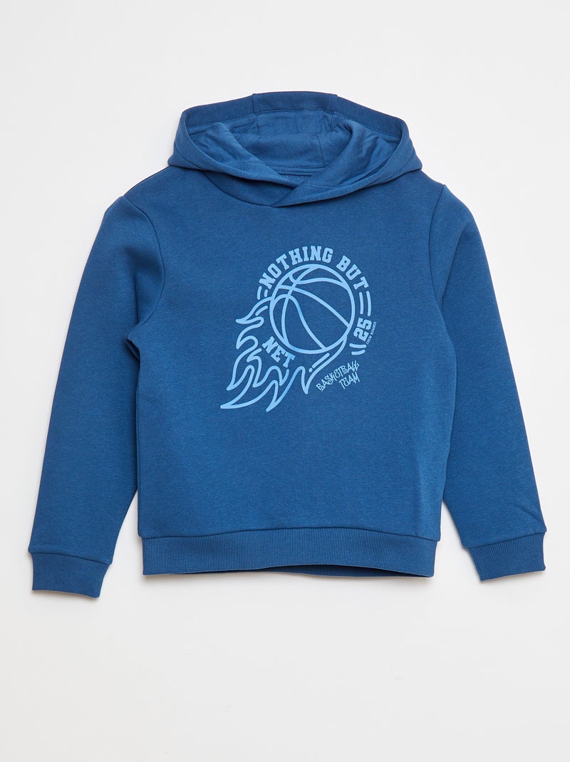 Sweat à capuche en molleton Bleu - Kiabi