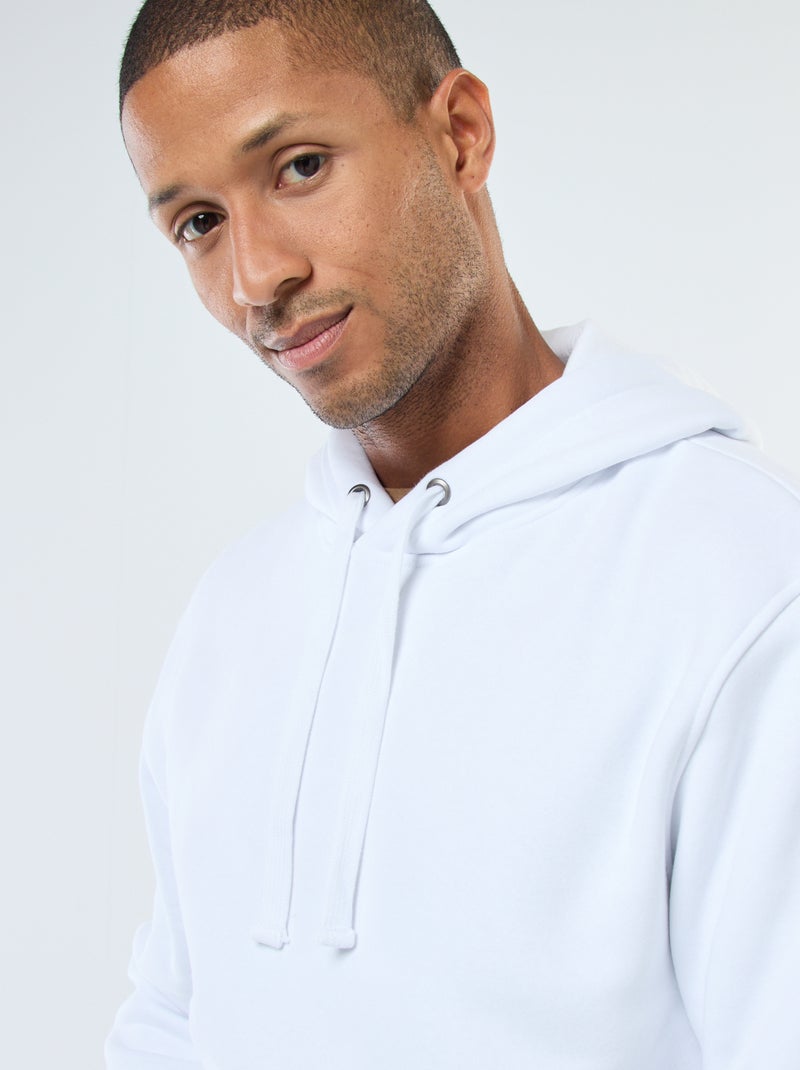 Sweat à capuche en molleton gratté avec poche kangourou Blanc - Kiabi