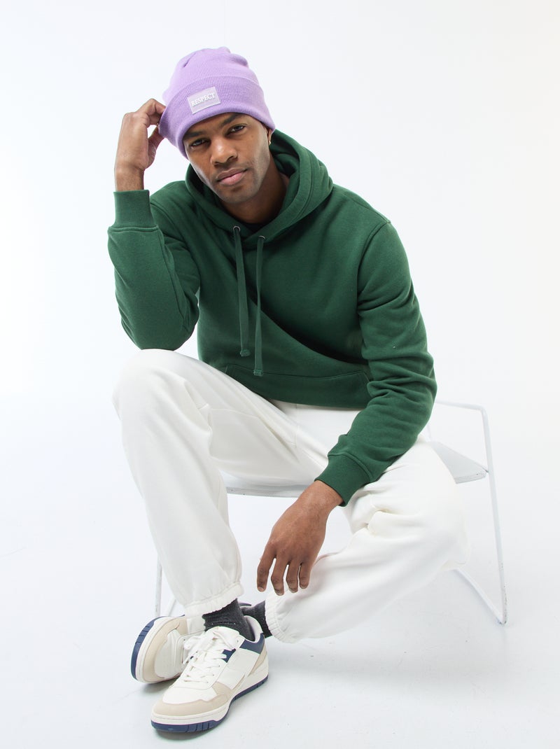 Pull col rond côtelé - vert olive | be normal