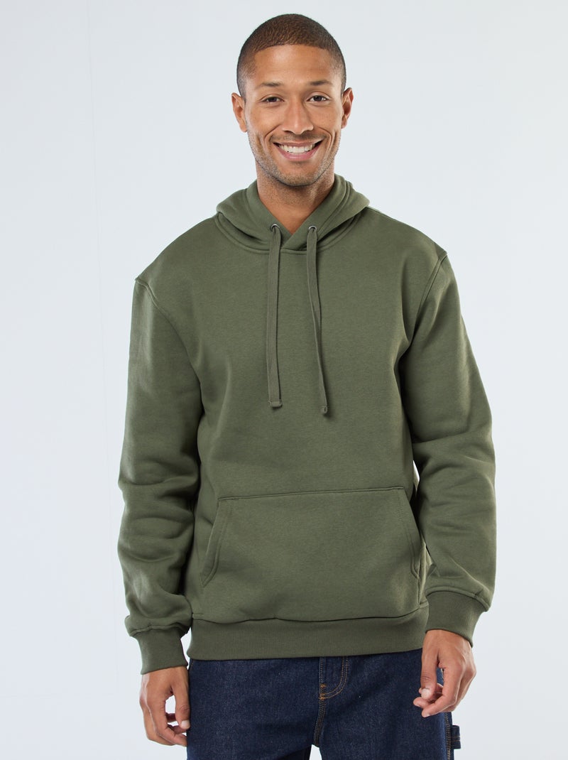 Sweat à capuche en molleton gratté avec poche kangourou Vert - Kiabi