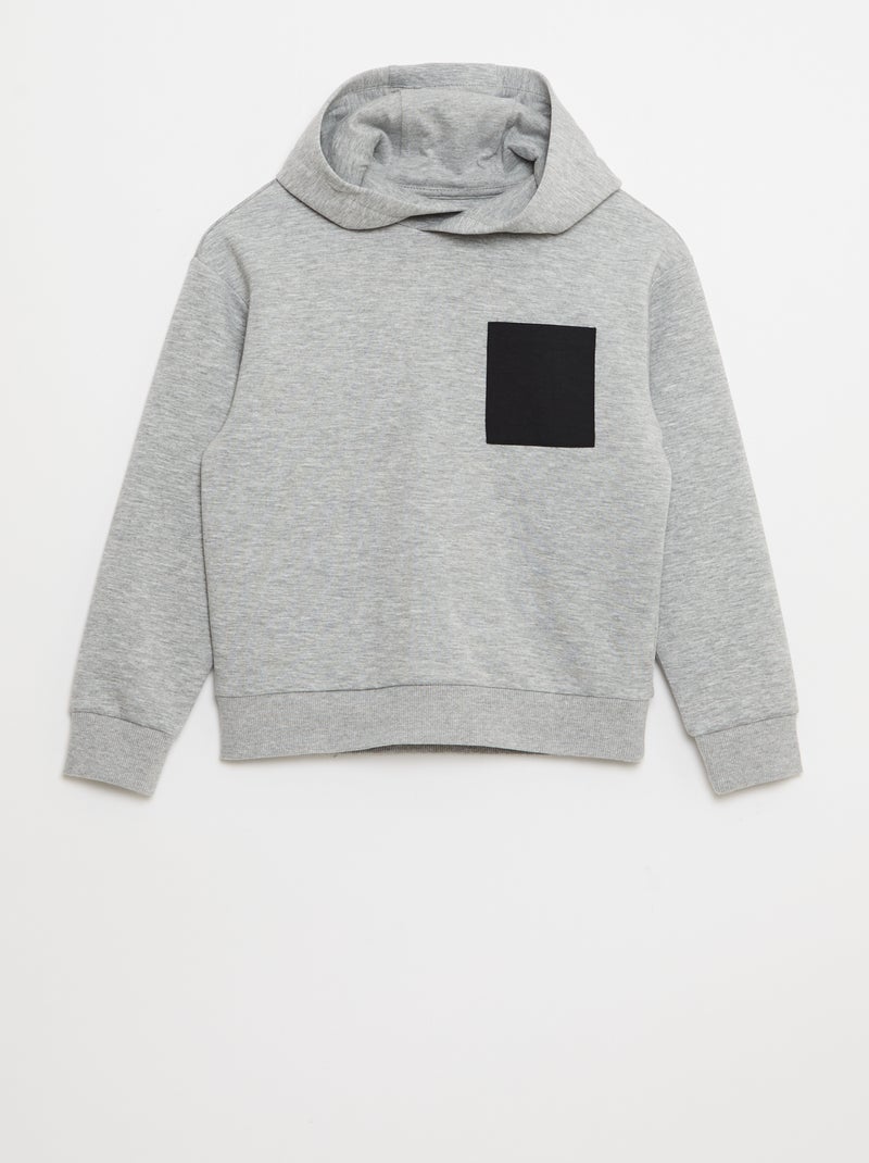 Sweat à capuche en molleton léger avec poche poitrine Gris - Kiabi