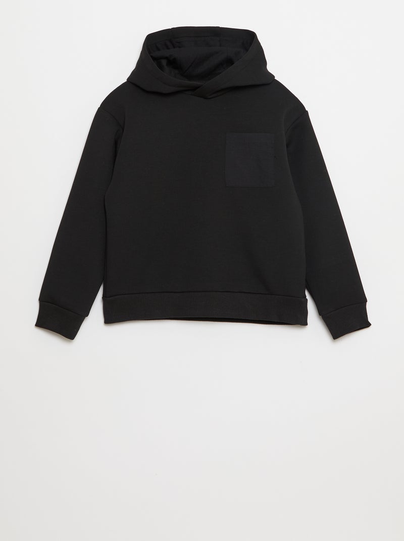 Sweat à capuche en molleton léger avec poche poitrine Noir - Kiabi