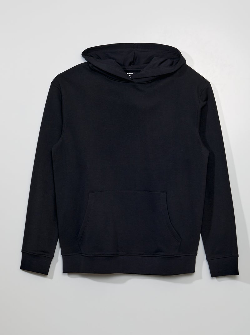 Sweat à capuche en molleton noir - Kiabi