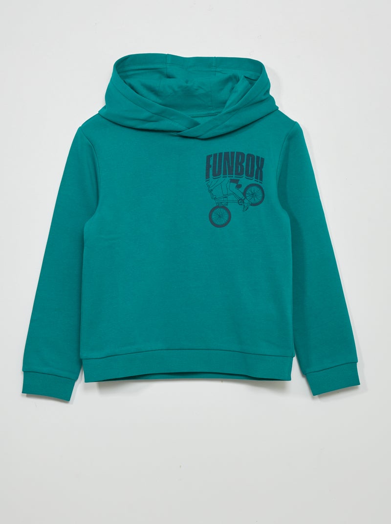 Sweat à capuche en molleton Vert - Kiabi