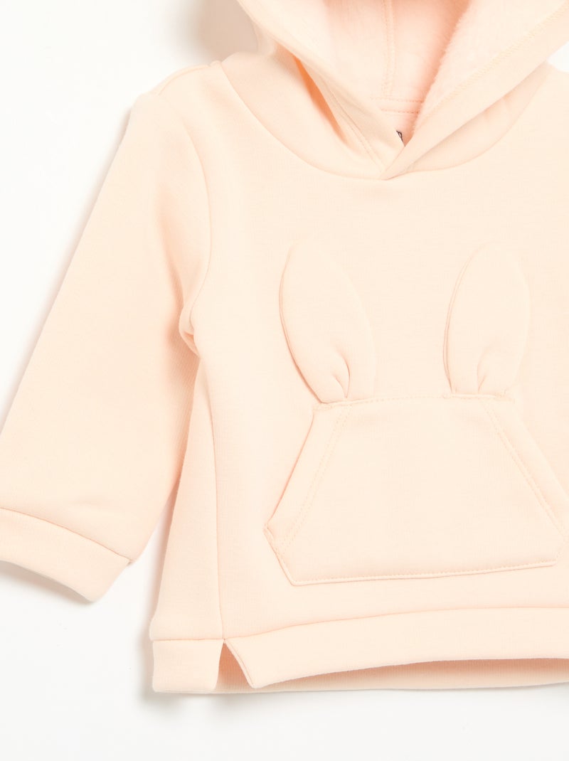 Sweat à capuche en polaire avec oreilles de lapin Rose - Kiabi