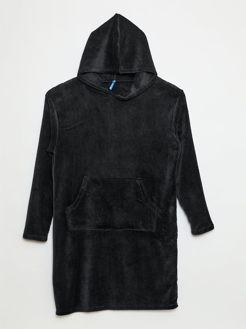 Sweat à capuche en polaire Noir - Kiabi