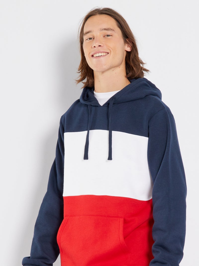 Sweat à capuche esprit color-block bleu marine - Kiabi