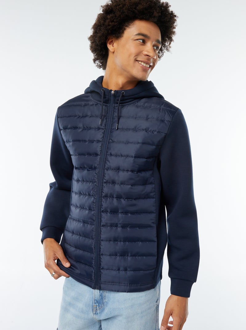 Sweat à capuche esprit doudoune Bleu - Kiabi