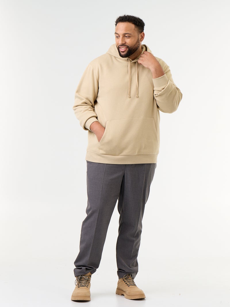 Sweat à capuche et poche kangourou Beige - Kiabi