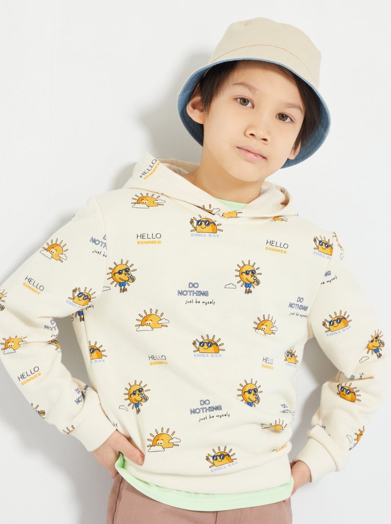 Sweat à capuche fantaisie blanc - Kiabi