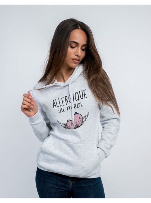 Sweat à capuche Femme - ALLERGIQUE AU MATIN - Kiabi Sweat à capuche Femme - ALLERGIQUE AU MATIN - Kiabi