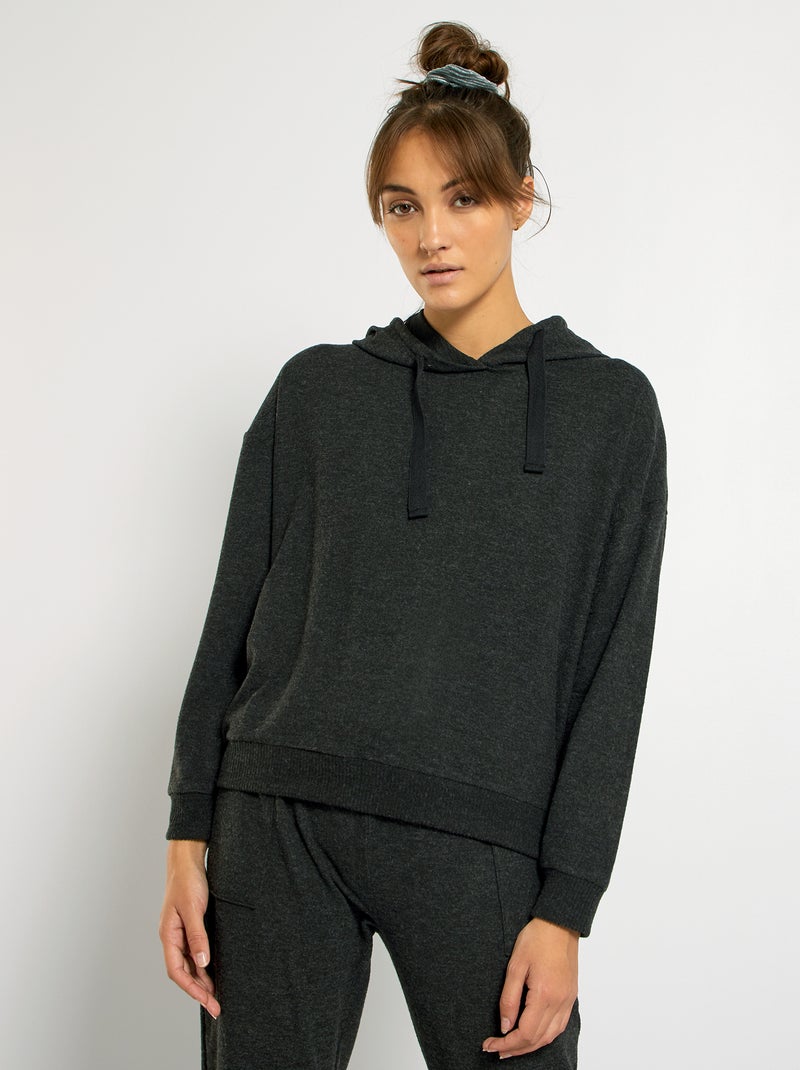 Sweat à capuche gris chiné - Kiabi