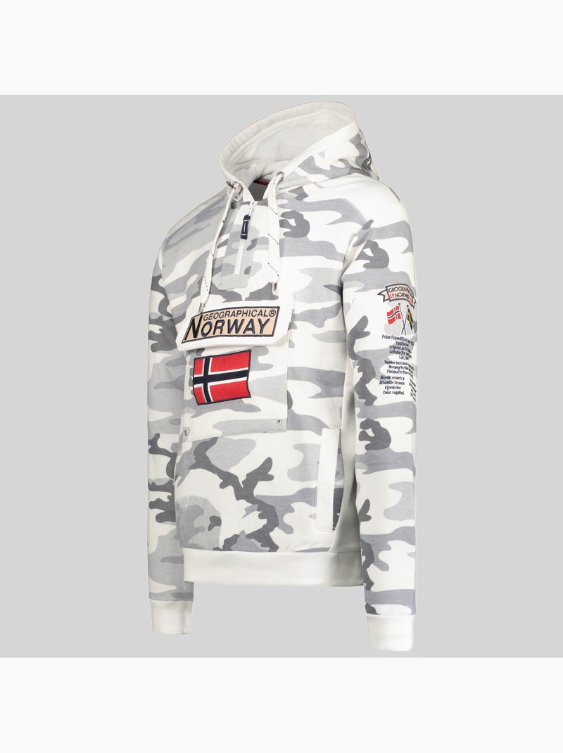 Sweat à capuche gymclass camo – geographical norway Vert de gris - Kiabi