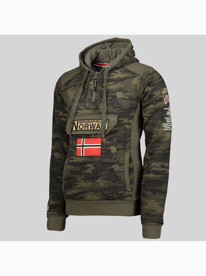 Sweat à capuche gymclass camo – geographical norway Vert kaki - Kiabi