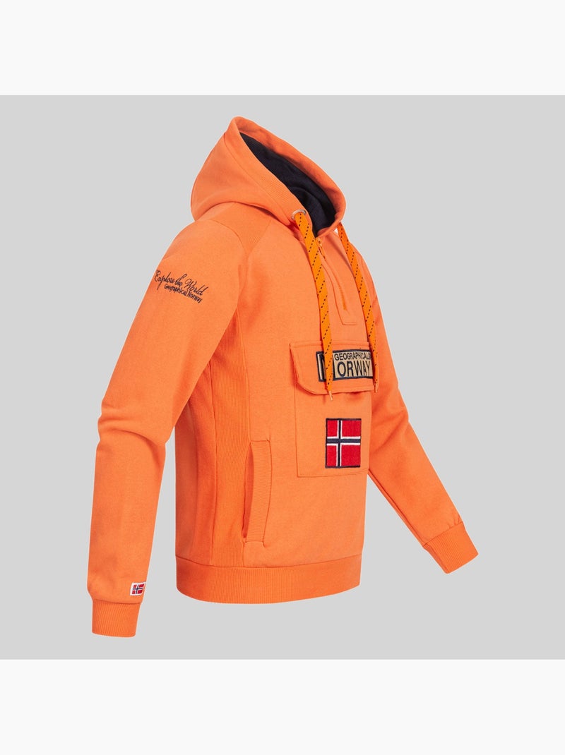 Sweat à capuche gymclass fluo – geographical norway Orange fluo - Kiabi