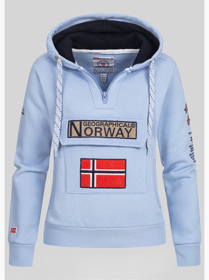 Sweat à capuche gymclass – geographical norway Bleu ciel - Kiabi