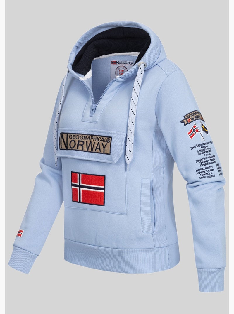 Sweat à capuche gymclass – geographical norway Bleu ciel - Kiabi